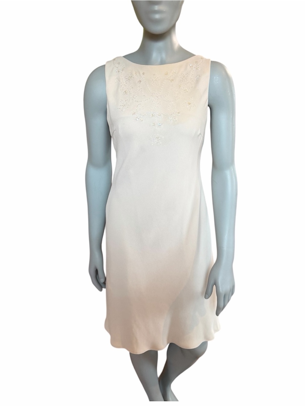 S.L. Fashions Vintage Light Peach Sleeveless Embroidered Dress Size 8